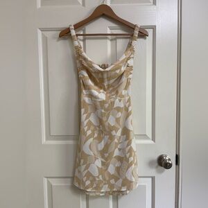 Forever 21 White and Tan Sheath Mini Dress Cowl Neck